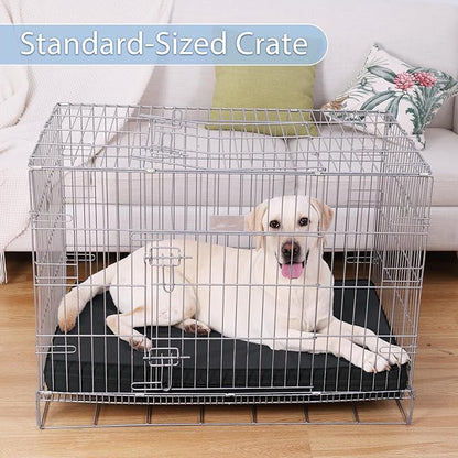 Vonabem Outdoor Dog Bed Waterproof Washable, XXL Large Crate Pad 48 Inch with Removable Cover, Leather Foam Pet Beds, Durable Anti-Slip Kennel Pad 47"x29" Black