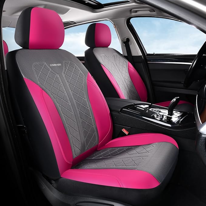 Coverado Car Seat Covers Full Set, Leather Seat Covers, Rose Automotive Protectors 5-Seat, Luxury Universal Fit Seat Covers for SUV, Truck, Sedan and Most Vehicles All-Weather