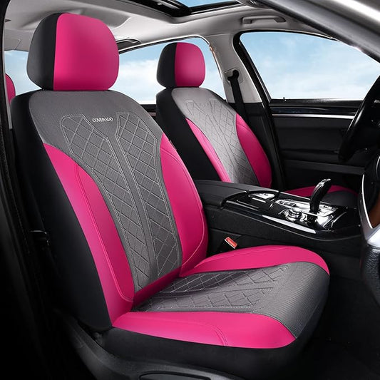 Coverado Car Seat Covers 2-Pack, Luxury Front Seat Covers, Automotive Car Seat Protectors, Pink Seat Covers Universal Fit for SUVs, Trucks, Sedans