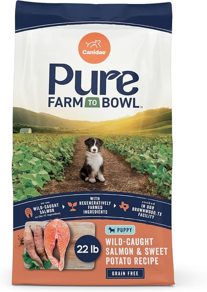 Canidae Pure Farm to Bowl Wild-Caught Salmon & Sweet Potato, Puppy Dog Food, Grain-Free, 22lb