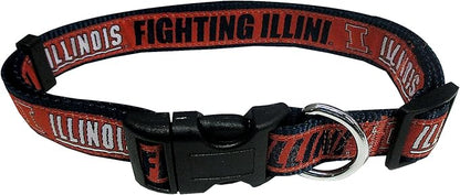 Pets First Collegiate PET Collar OLD VERSION Illinois Fighting Illini Dog Collar, Size Medium. Best Sports Team Collar for Dogs & Cats. A Shiny & Colorful Dog & Cat Collar Licensed by The NCAA