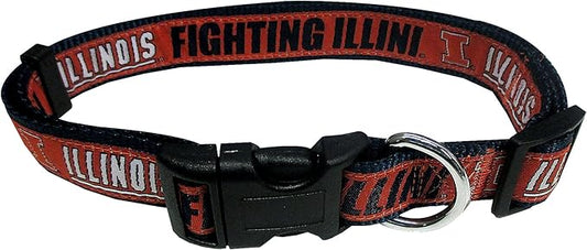 Pets First Collegiate PET Collar OLD VERSION Illinois Fighting Illini Dog Collar, Size Medium. Best Sports Team Collar for Dogs & Cats. A Shiny & Colorful Dog & Cat Collar Licensed by The NCAA