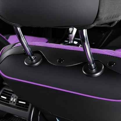 FLORICH Seat Covers for Cars Purple Leather Car Seat Covers Front Pair Non-Slip Full Coverage Seat Cushion Automotive Car Seat Cover Universal Fit for Most Car Truck SUV, Black&Purple