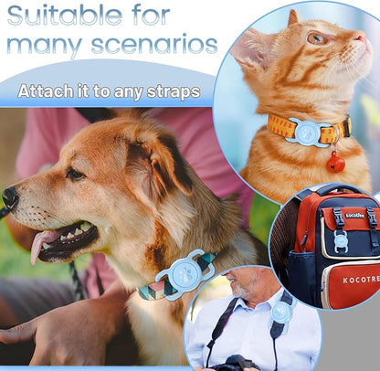 Waterproof Airtag Holder for Dog Collar, Light Blue, 1 Pack | Durable Silicone, Fit Most of Collar Widths, Full Body Covered Anti-Lost Protective, Ease of Installation