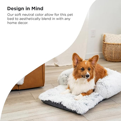 Best Friends by Sheri Nap Mat Dog Bed with Bolster - Washable Crate Pad, Removable Cover, Frost, Medium, 30x17