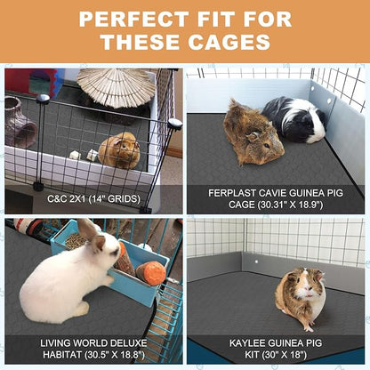 3 Pack Guinea Pig Cage Liners, Washable Guinea Pig Pee Pads Waterproof Reusable & Anti Slip Guinea Pig Bedding Fast and Super Absorbent Pee Pad Tarp Bottom for Small Animals (Dark Grey 24" X 47")