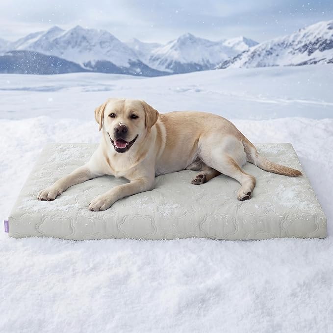 LE SURE Cooling Dog Bed, XXL Q-Max>0.5 Cooling Mat with Removable Washable Cover, Breathable Orthopedic Egg Crate Foam Non-Slip Summer Pad for Extra Large Active/Senior/Long-Haired Pets, 47x29 Inch