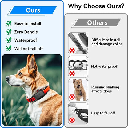 DDJ Dog Collar Holder for Tile Life360 Pro 2024 Tracker, 2-Pack Waterproof Silicone Cover Full-Body Protective Case for Tile Tracker Pet Collar, Ultra Durable, Scratch Resistant, Black,Blue
