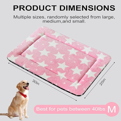 Washable Dog Bed Plush Orthopedic Outdoor Crate Mat with Non-Slip Bottom,Luxe Soft Kennel Pad for Pets, Cozy Cage Cushion & Pet Sleeping Mattress Large Sized,Medium,Small Dogs,30 x 20 inch,Pink