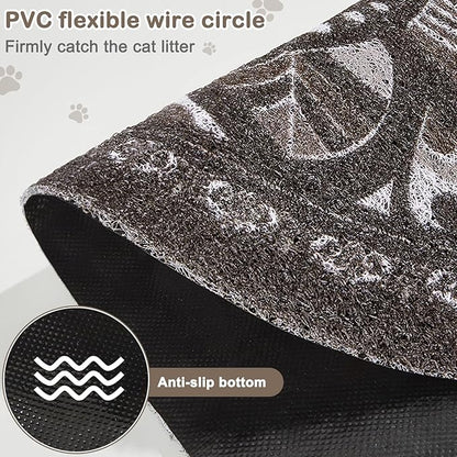 Glittme 33"x22" Cat Litter Mat with Mesh Design - Non-Slip & Waterproof Litter Trapping Pad for Litter Box Soft Texture for Pets,Dark Brown