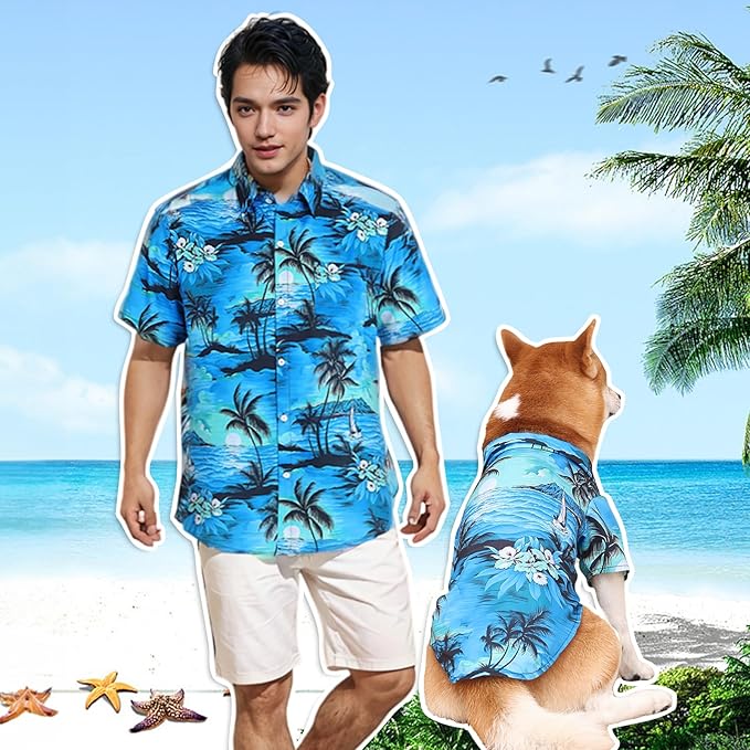 Dog Shirts Hawaii Dog Clothes for Small Medium Large Dogs Owner and Pet Shirts are Sold Separately