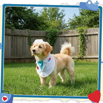 Hillban Dog Doctor Costume Pet Doctor Nurse Cosplay Costume for Large Dogs Cats Puppy Funny Pet Costumes Cosplay Party Vet Clothing Nurse Outfit Cat Apparel Cute Uniform (M)