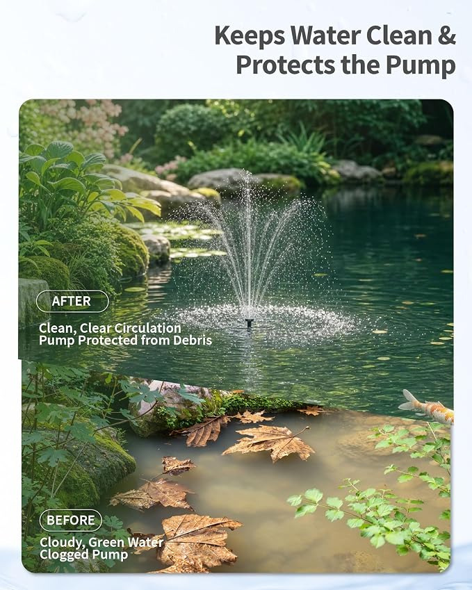 20W Solar Pond Filter with Fountain Pump, Solar Pond Pump and Filter Kit for Outdoor Pond Filter Box with Bio Media for Water Gardens, Ponds Up to 280 Gallons P3202