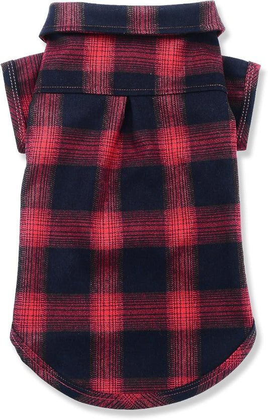 Koneseve Dog Plaid Shirt, Pet Clothes T-Shirt Sweater Matching Breathable for Small Medium Large Dog Cat Puppy Adorable Casual Cozy Halloween Thanksgiving Christmas Costumes (Red; 6XL)