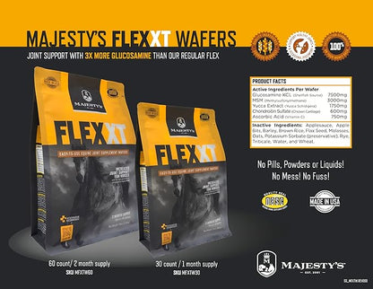 Majesty's Flex XT Wafers - Superior Horse/Equine Joint Support with Increased Supplement Levels - Glucosamine, MSM, Yucca, Vitamin C (Regular, 2 Pack (120 Count Total))