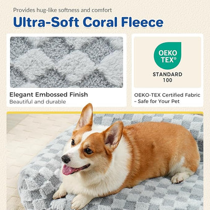 ABCPET Large Dog Bed Sofa, Fluffy Pet Bed for Medium and Large Dogs, Supportive Dog Couch Sofa for Dogs, Pet Sofas with Washable Cover & Non-Slip, 38 inch, Grey