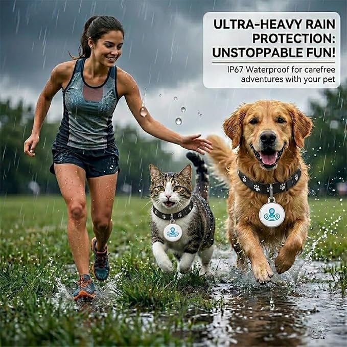 Dog Tracker, Smart Pet Tracker for Collar, Cat Tracker Collar, No Monthly Fee GPS Pet Locator, Waterproof Dog Collar Tracker for iOS Android