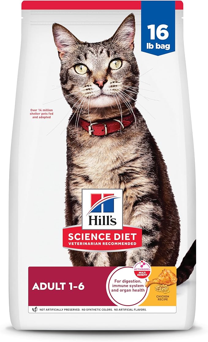 Hill's Science Diet Adult 1-6 Dry Cat Food, Chicken, 16 lb. Bag