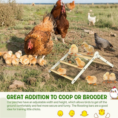 Bamboo Adjustable Chicken Perches, with Adjustable 7 Circles Holder, Strong Roost Bar for Coop&Brooder, Training Perch for Chicks, El Pollitos, La Pollita, Easy to Install & Clean, Fun Toys for Chicks