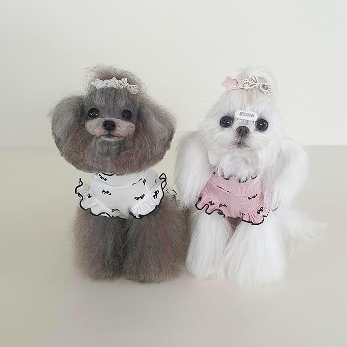 Small Dog Clothes Extra Small Dogs Spring Summer Dress Cute Soft and Breathable Outfits for Female Chihuahua Shih Tzu Yorkshire Puppy Cats (Pink Dress, X-Small)