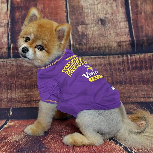 NFL Minnesota Vikings Dog T-Shirt for Pets, Size Medium. Officially Licensed Pet Shirt with Team Logo, Soft Stretchable Comfort Fit Apparel for Dogs & Cats