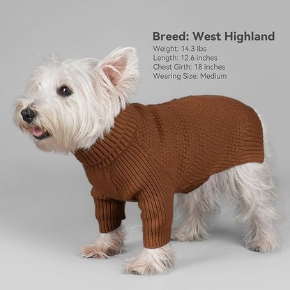 cyeollo 2XL Dog Sweater, Warm Stretchy Sweaters for Large Dogs Boy, Pullover Knitted Thermal Winter Big Dog Clothes with Sleeves, Turtleneck Pet Beagle Border Collie Apparel, Brown XXL