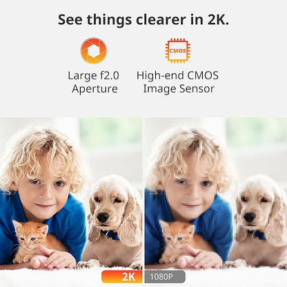 SwitchBot Security Indoor Camera 2K - Pan/Tilt Cam 3MP for Baby Pet Monitor, 2.4G Wi-Fi Plug-in, Night Vision, 2 Way Audio, 360 Motion Tracking, Privacy Mode, Works with Alexa, Cloud & SD Storage 256G