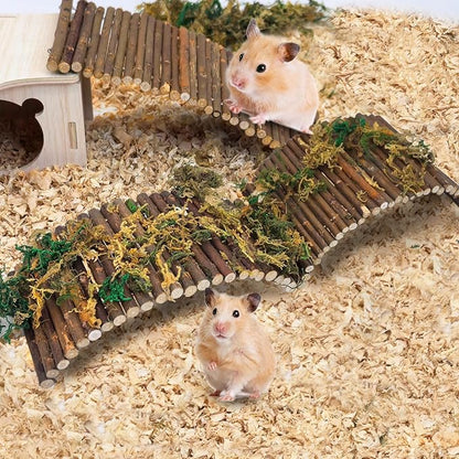 PINVNBY 2 PCS Hamster Toys, Wooden Hamster Ladder Bridge Tunnel Hide, Guinea Pigs Cage Accessories Natural Hideout for Small Animals Chinchillas Guinea Pigs Mouse Rat Ferret Rodents