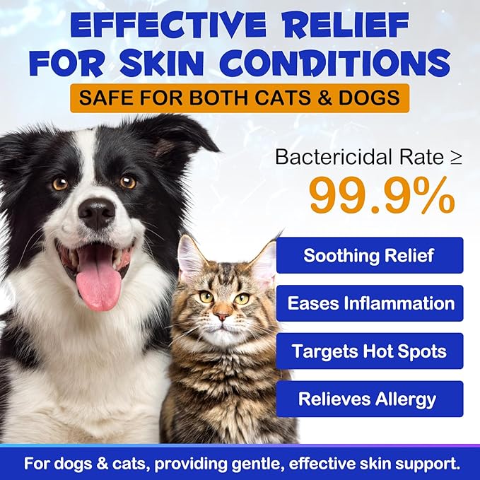 Specifically Formulated Hydrocortisone Spray for Dogs, Cats 120ML, Itch Relief Spray,Hot Spot Treatment for Dogs,Rapidly Alleviate Dry Itchy Skin,Skin Allergies,Dermatitis,Reduces Topical Inflammation