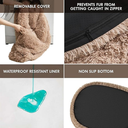 Cozzze Medium Sized Orthopedic Dog Beds, Donut Calming Pet Beds with Comfort Foam Support, Fluffy Non-Slip Couch for Dog and Cat, with Washable and Indestructible Cover, 32 Inches, Beige