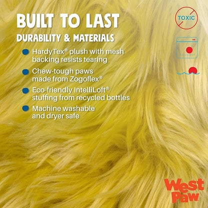 WEST PAW Rowdies Astrid Durable Plush Dog Toy with Reinforced Seams and Chew Resistant Design for Tough Play Safe Indoor or Outdoor Fun for Dogs Who Deserve the Best - Citrus