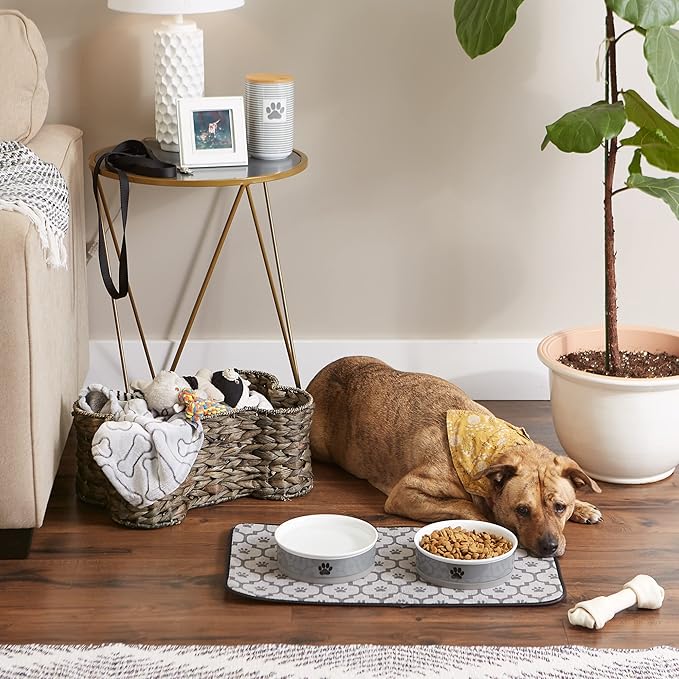 Bone Dry Machine Washable, Ultra Absorbent Pet Mat, Large, 14 x 24, Gray Lattice
