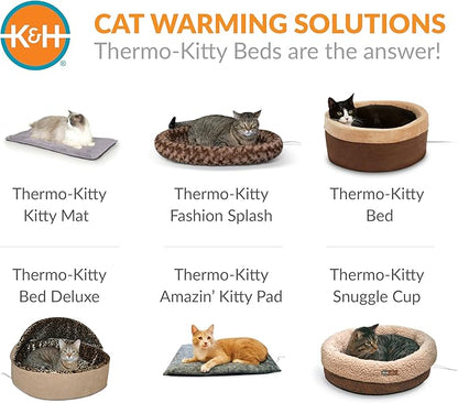 K&H Heated Cat Bed Indoor, Amazin' Thermo-Kitty Pad, Washable Cat Mat with Removable Pet Heating Pad, Traps Hair & Dander, Safety Listed, Gray - 20x15in - 4 Watt