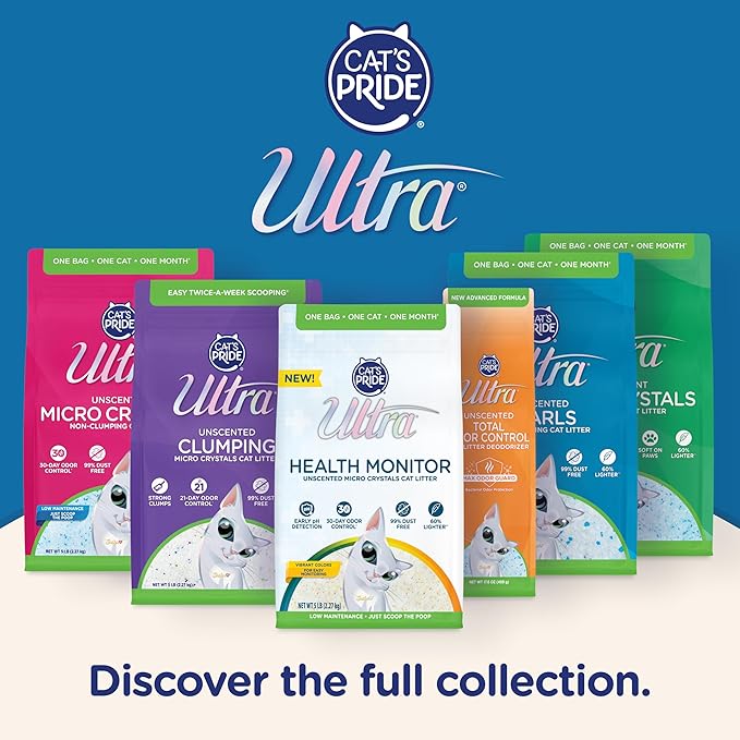 Ultra Pearls Premium Cat Litter - 99.9% Dust Free, Low Tracking, Soft on Paws, Fragrance Free - 15 Lbs. Total (3pk of 5 Lbs.)
