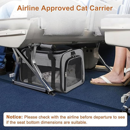 Pet Carrier, Breathable Mesh Design, Soft Cat Carrier with Shoulder Strap, Comfortable Travel Solution, Grey