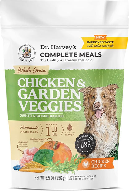 Dr. Harvey's Chicken & Garden Veggies Dog Food, Whole-Grain Dehydrated Dog Food with Freeze-Dried Chicken (5.5 Ounces, Trial Size)