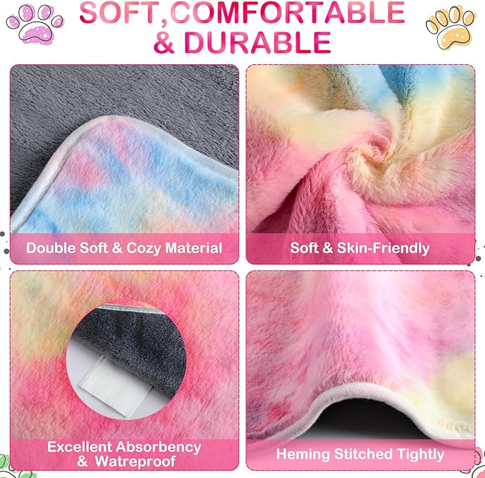 Tudomro 8 Pcs Guinea Pig Blankets Washable Small Pet Fleece Bedding Cage Liners Double Sided Pet Reusable Sleep Mat Pad Cover for Ferret Chinchilla Furniture Protection(Tie Dye,16 x 24 Inch)