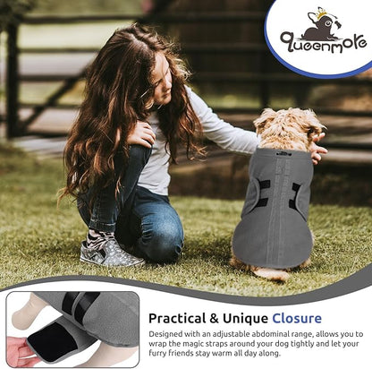 Queenmore Large Dog Sweaters, Soft Fleece Vest Pullover Dog Jacket with Leash Hole, Warm Winter Dogs Clothes Cold Weather Doggy Dachshund Sweater for Large Dogs Cats Boy or Girl (Grey, L)