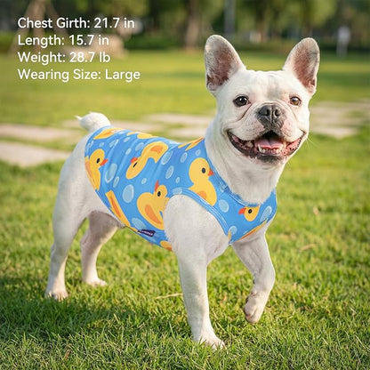 cyeollo 2 Pack Dog Cooling Shirt, Lightweight Sun Protection Sleeveless Dog Vest, Breathable Summer Clothes for Small Dogs Boy & Girl, Soft Pet Tshirts, Yellow Duck M