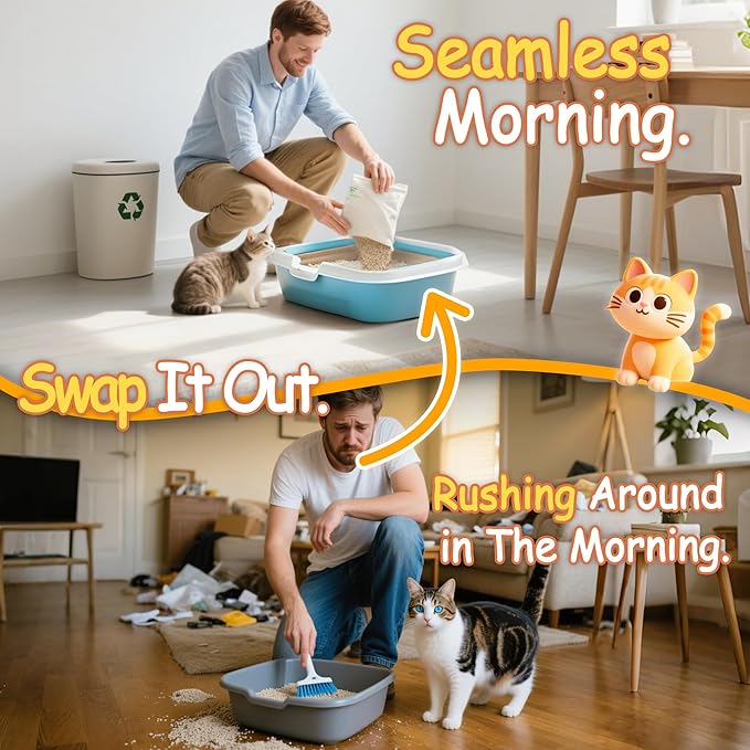 Disposable Litter Boxes for Cats Leak-Proof: 20-Pack Odor Control Sustainable Large Kitty Tray for Travel/Indoor Use
