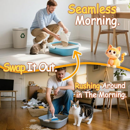 Disposable Litter Boxes for Cats Leak-Proof: 32-Pack Odor Control Sustainable Large Kitty Tray for Travel/Indoor Use