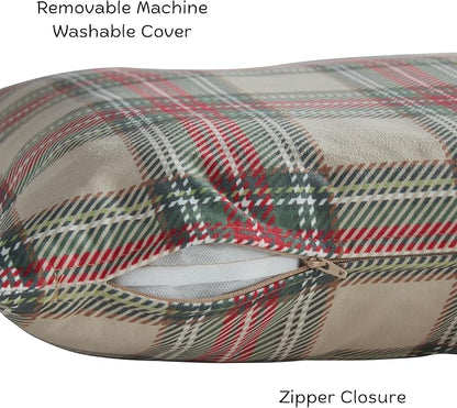 Happy Hounds Charlie Holiday Plaid Throw Pillow Dog Bed, Large (48 x 36 in.)