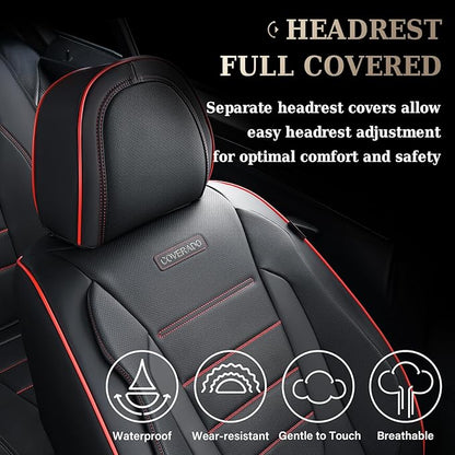 Coverado Seat Covers, Car Seat Covers Front Seats, Car Seat Cover, Car Seat Protector Waterproof, Car Seat Cushion Nappa Leather, Seat Covers for Cars Carseat Cover Universal Fit for Most Cars-Redline