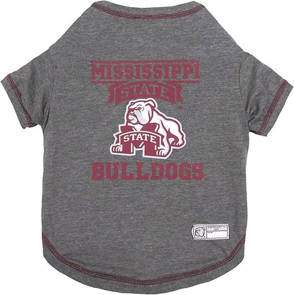 Pets First Collegiate MISSISSIPPI STATE BULLDDOGS Dog T-Shirt, Large. - Licensed Shirt for Pets Team Colored with Team Logos.- Premium Stretchable Materials for the Comfrot of your Dog & Cat.