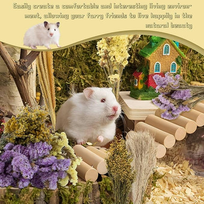 Sukh 47Pcs Natural Hamster Herb Bedding - Safe Cage Accessories & Hideout Enclosure and Habitat Decor for Syrian Dwarf Hamsters, Guinea Pigs, Gerbils and Small Pets