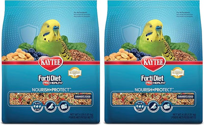 Kaytee Forti-Diet Pro Health Nourish+Protect Parakeet Food,Comprehensive Nutrition Backed by Science,Digestive Health,Immune Support,4 pounds,(Pack of 2)