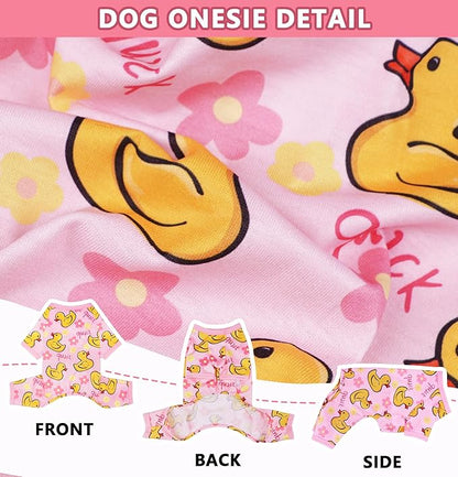 Dog Pajamas Summer Dog Clothes for Small Medium Dogs Boy Girl Doggy Pjs Cute Doggie Onesie Breathable Puppy Clothes Soft Stretchy Cat Pet Outfit (Yellow, Large)
