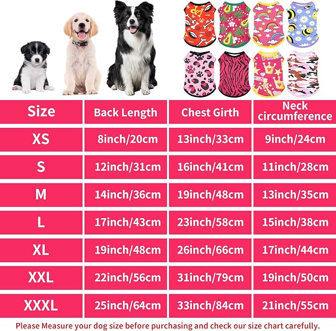 8PCS/Pack Dog Shirts Female for Extra Large Dog Girl Sleeveless Tank Top Tee Clothes Vest Soft Light Weight Stretchable T-Shirts Outfits Pink Purple XL