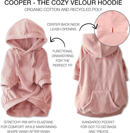 Pet Passion Cooper II Organic Cotton Velour Dog Hoodie Pet Coat for Small, Medium and Large Dogs, Pink, X-Large (55-80 lbs)
