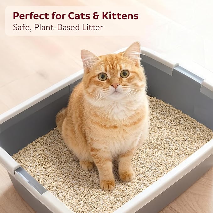 Premium Cassava & Tofu Cat Litter - Natural Ingredients, Quick Clumping, Long-Lasting Odor Control, Easy Scooping, Unscented, Dust-Free, Lightweight Pellets for Cats & Kittens